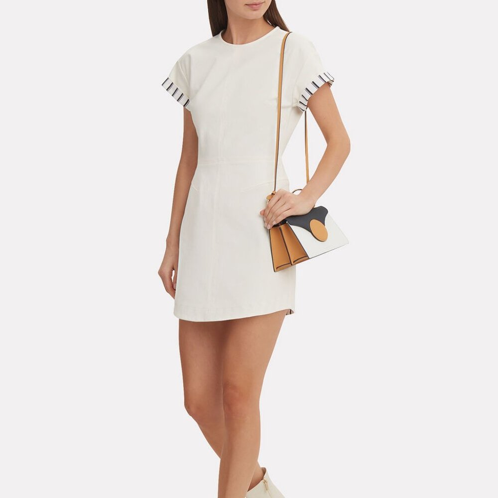 DEREK LAM 10 CROSBY - Striped Sleeve Cotton T-Shirt Dress - Size 2